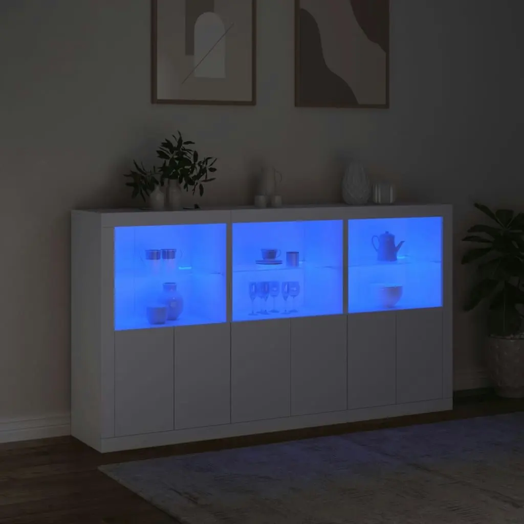 Sideboard with LED Lights White 181.5x37x100 cm 3209149