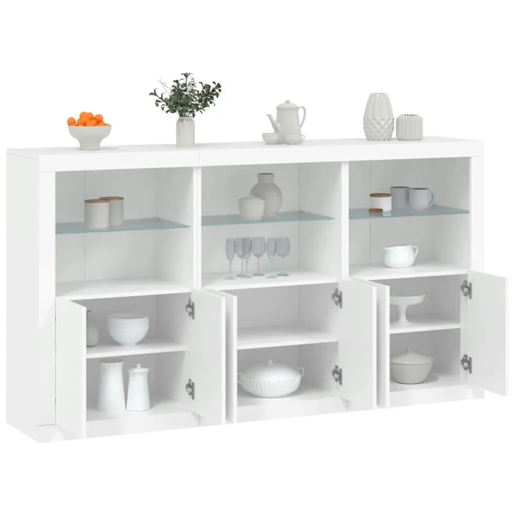 Sideboard with LED Lights White 181.5x37x100 cm 3209149