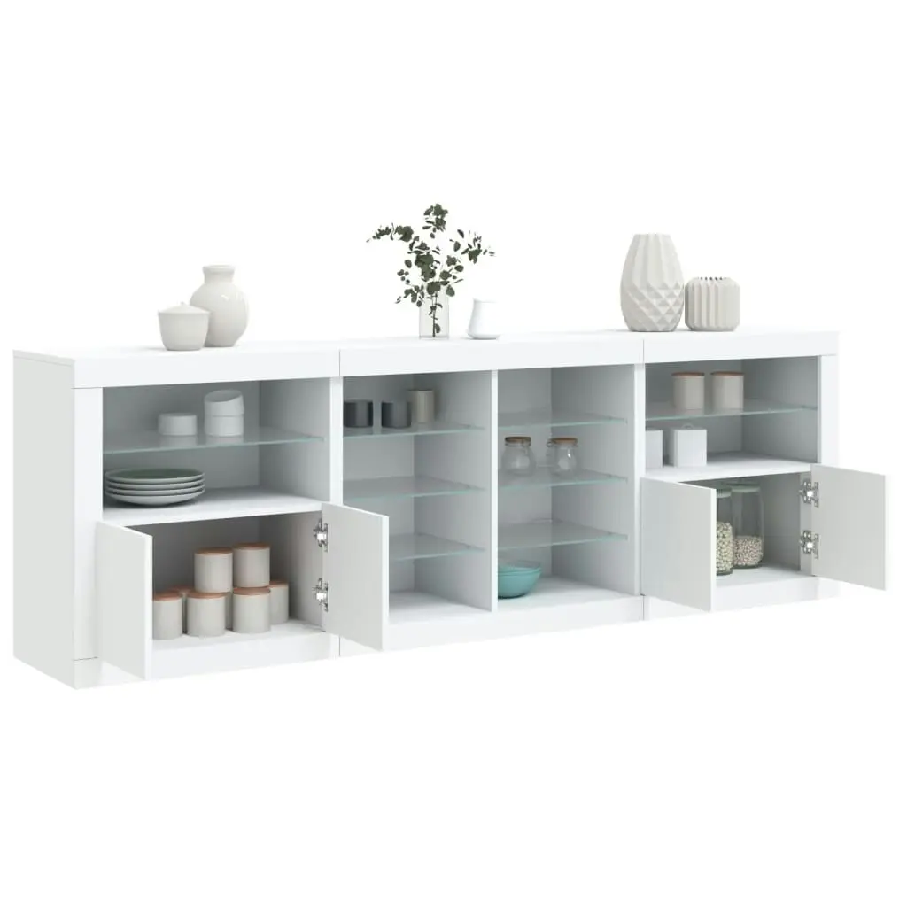 Sideboard with LED Lights White 202x37x67 cm 3209044