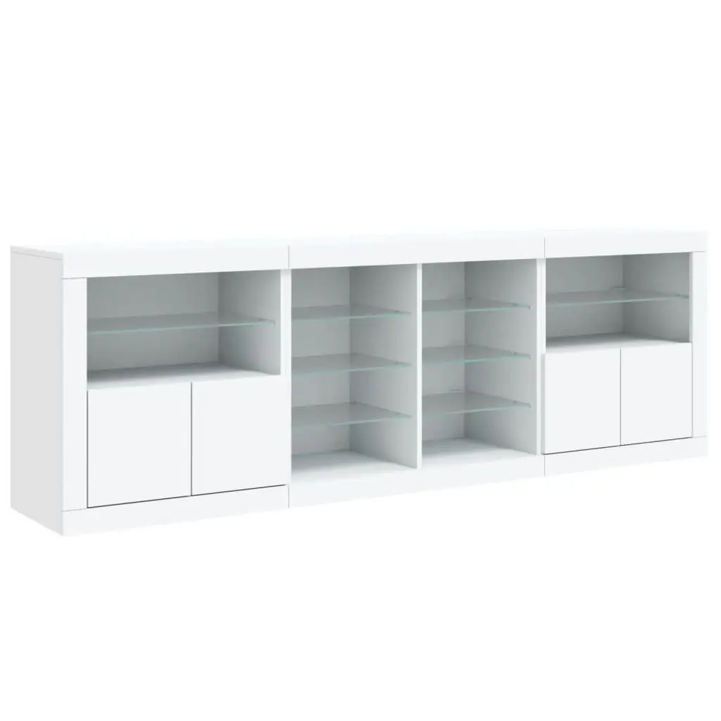 Sideboard with LED Lights White 202x37x67 cm 3209044