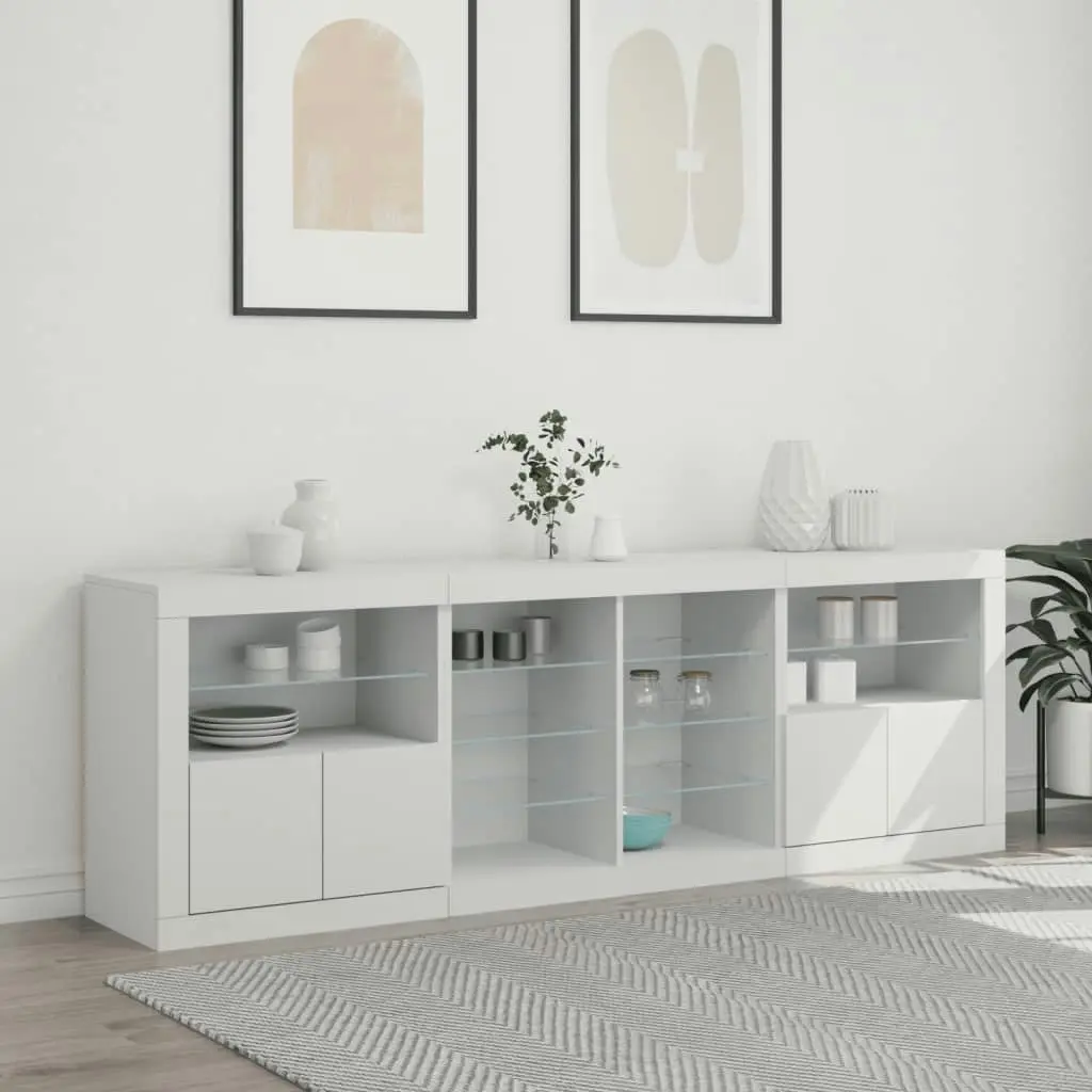 Sideboard with LED Lights White 202x37x67 cm 3209044