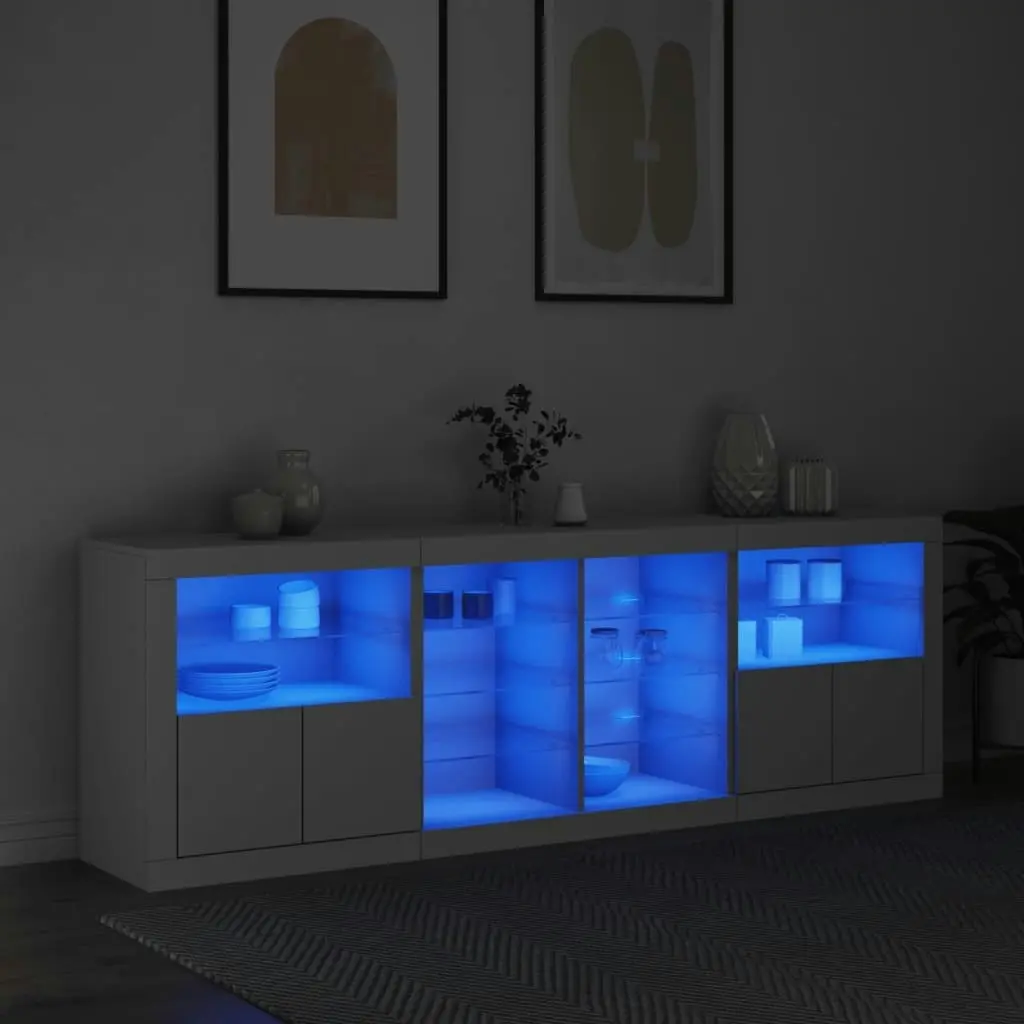 Sideboard with LED Lights White 202x37x67 cm 3209044