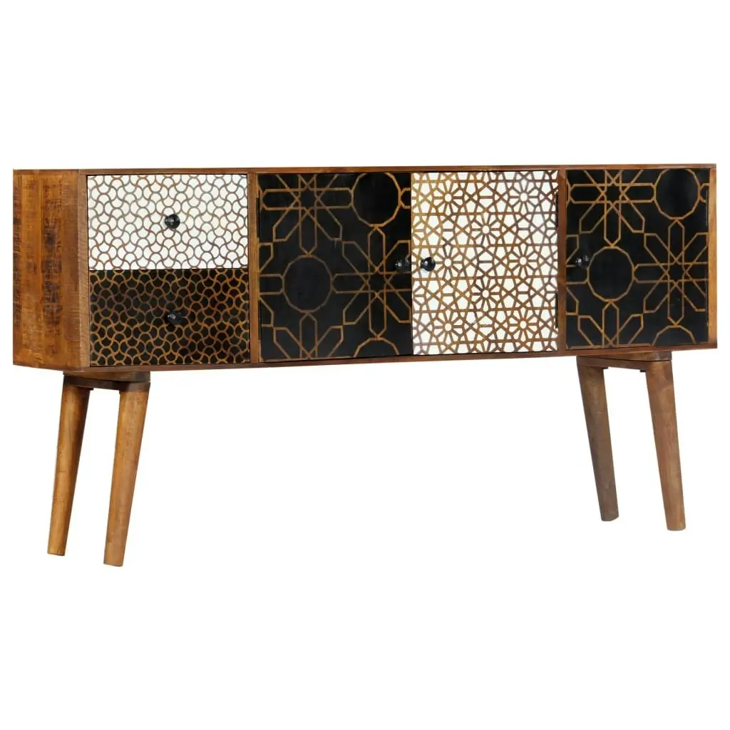 Sideboard with Printed Pattern 130x30x70 cm Solid Mango Wood 247917