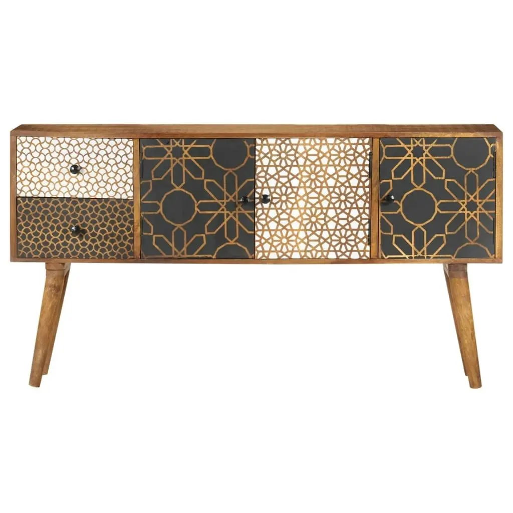 Sideboard with Printed Pattern 130x30x70 cm Solid Mango Wood 247917