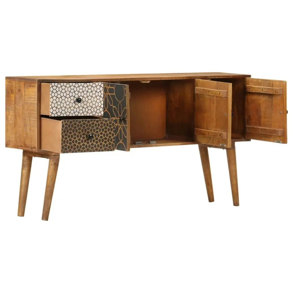 Sideboard with Printed Pattern 130x30x70 cm Solid Mango Wood 247917