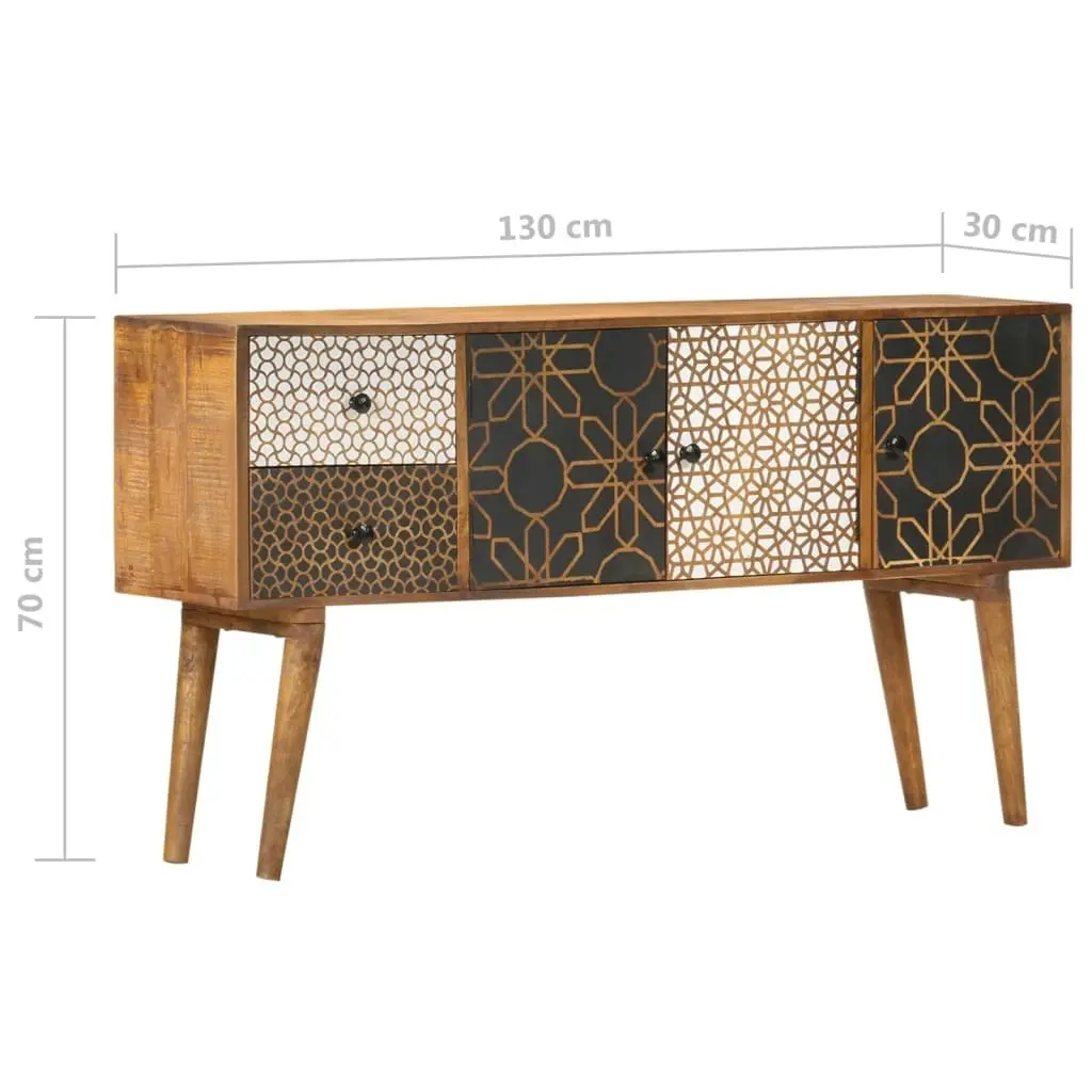 Sideboard with Printed Pattern 130x30x70 cm Solid Mango Wood 247917