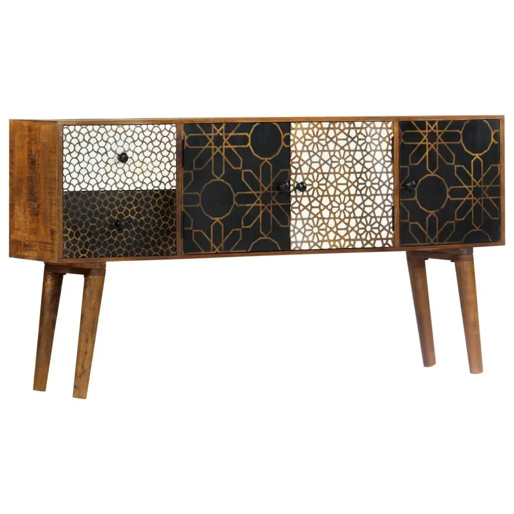 Sideboard with Printed Pattern 130x30x70 cm Solid Mango Wood 247917