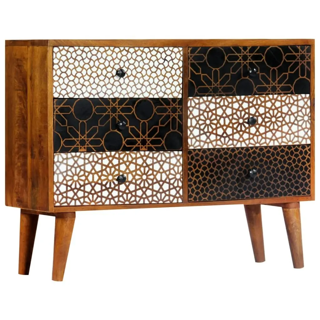 Sideboard with Printed Pattern 90x30x70 cm Solid Mango Wood 247916