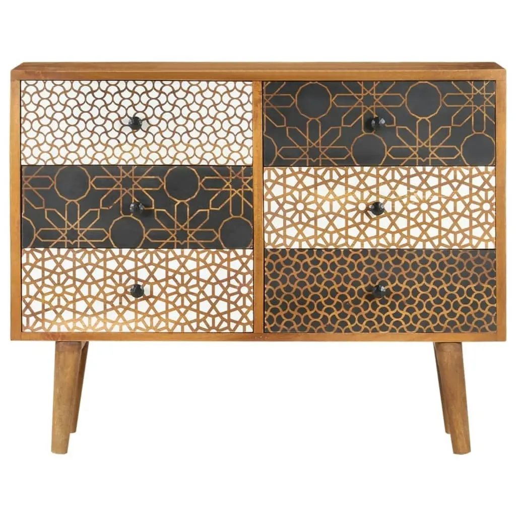 Sideboard with Printed Pattern 90x30x70 cm Solid Mango Wood 247916