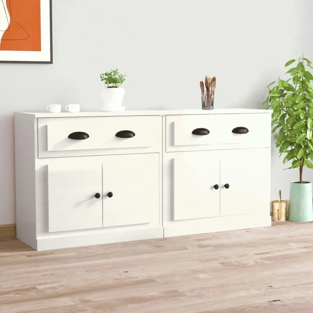 Sideboards 2 pcs High Gloss White Engineered Wood 3185265