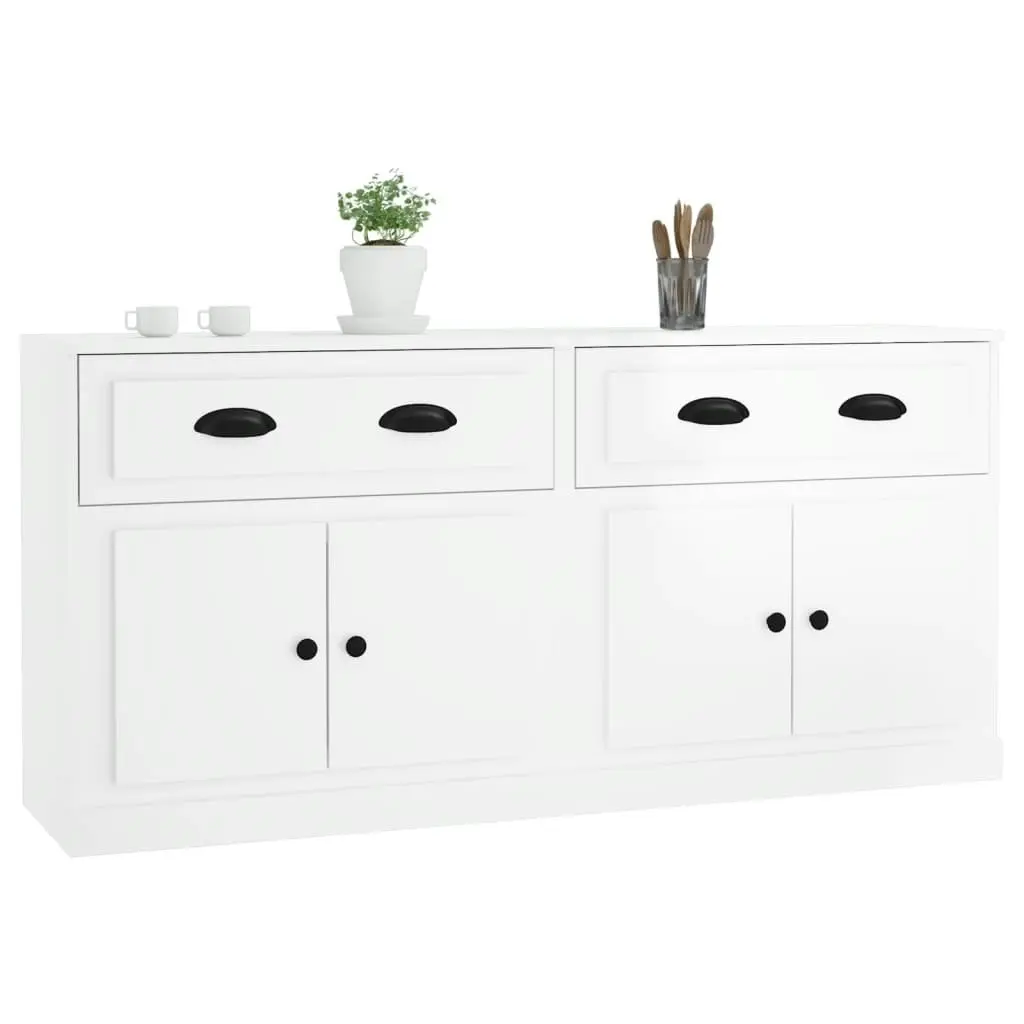 Sideboards 2 pcs High Gloss White Engineered Wood 3185265