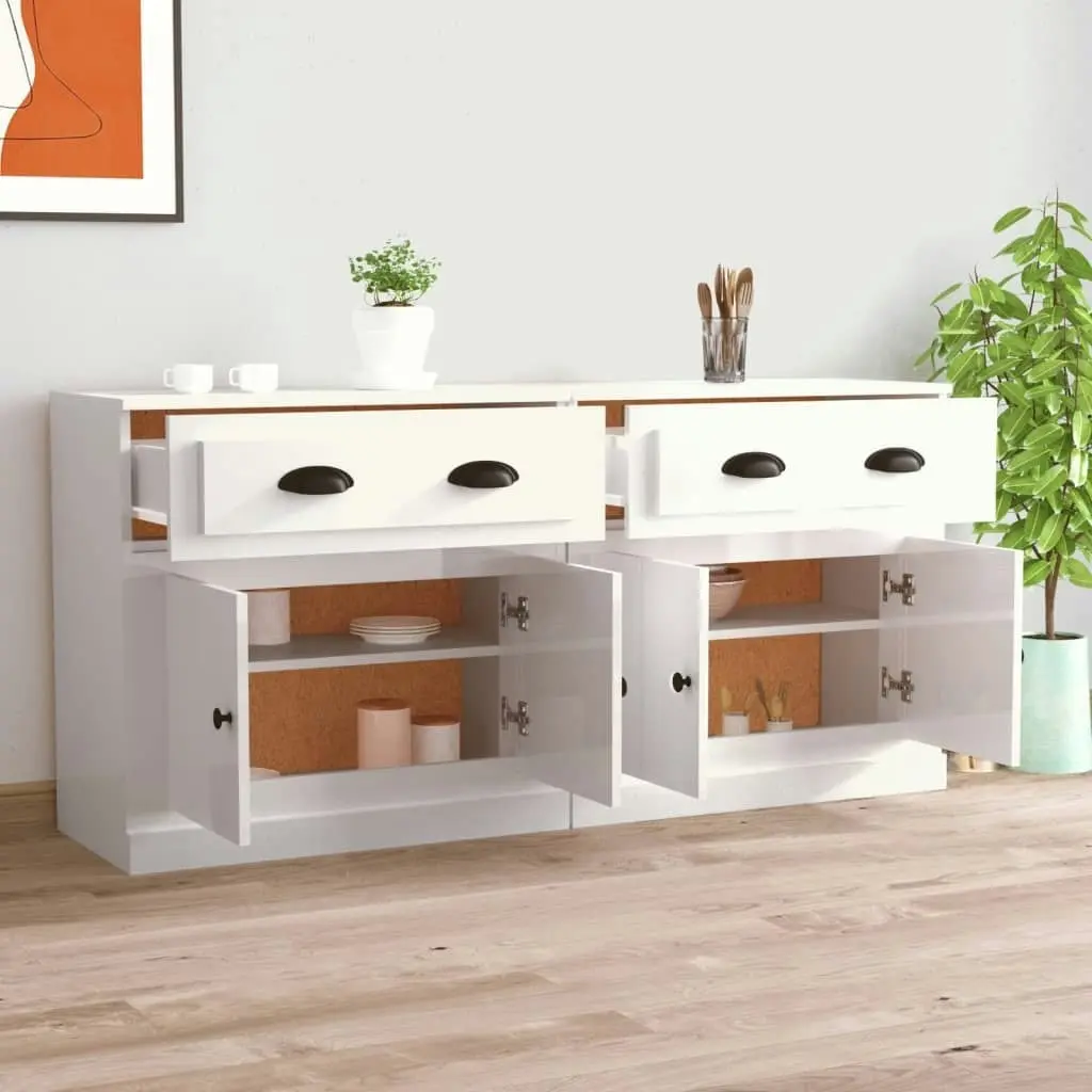 Sideboards 2 pcs High Gloss White Engineered Wood 3185265