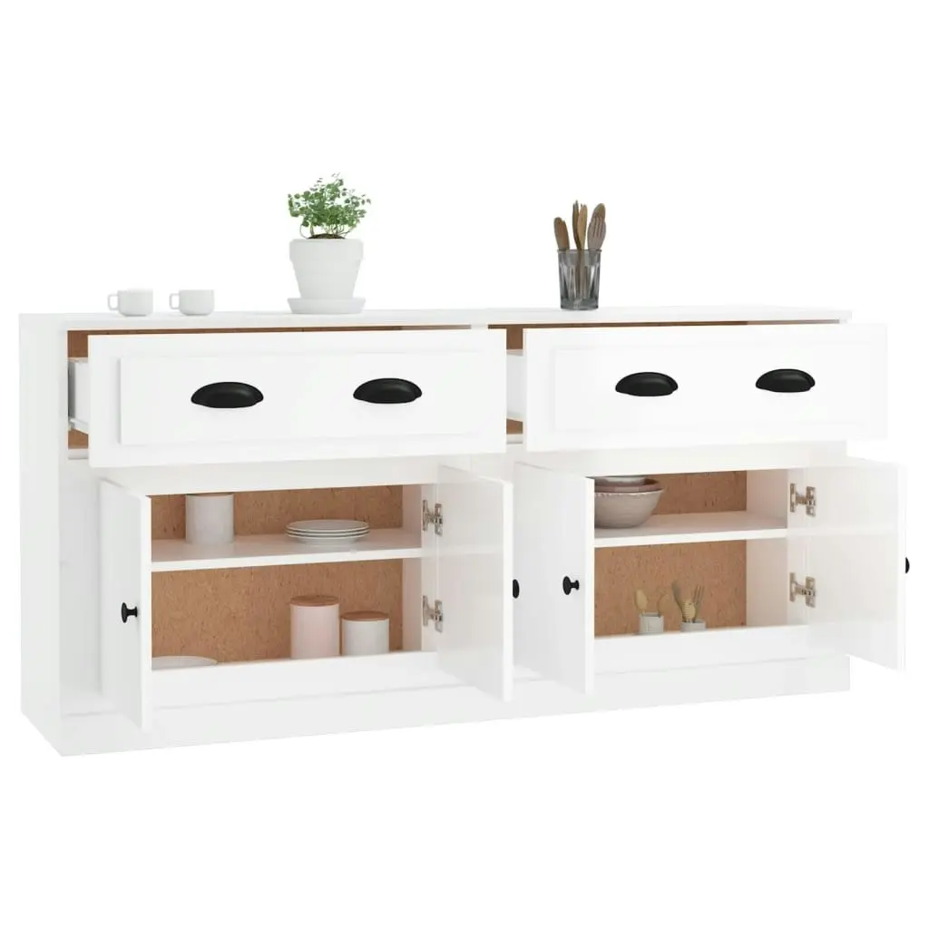 Sideboards 2 pcs High Gloss White Engineered Wood 3185265