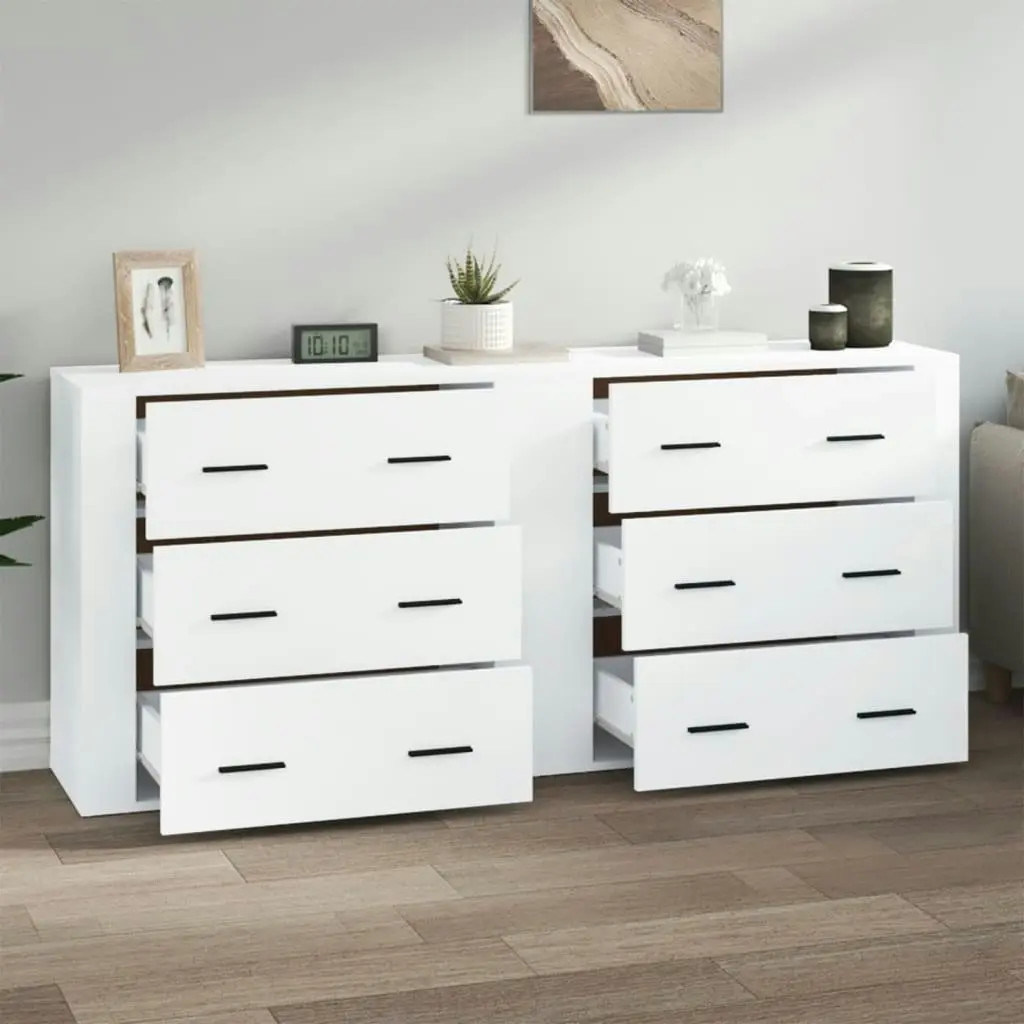 Sideboards 2 pcs White Engineered Wood 3185407