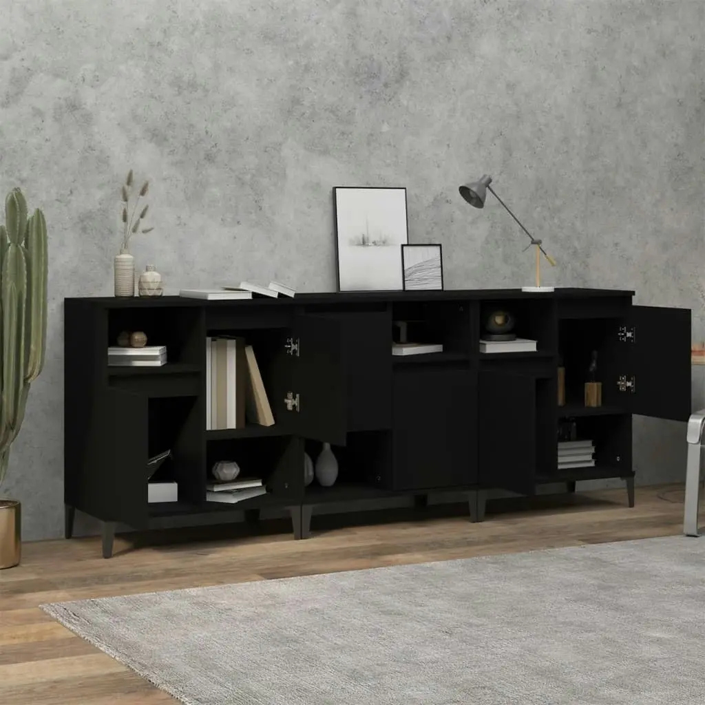 Sideboards 3 pcs Black 60x35x70 cm Engineered Wood 3185744