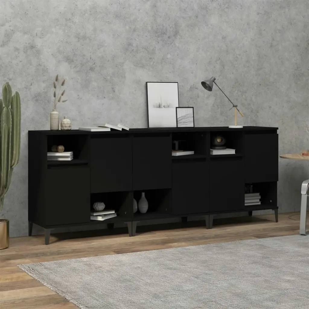 Sideboards 3 pcs Black 60x35x70 cm Engineered Wood 3185744