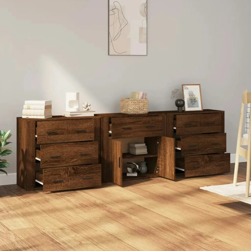 Sideboards 3 pcs Brown Oak Engineered Wood 3185430