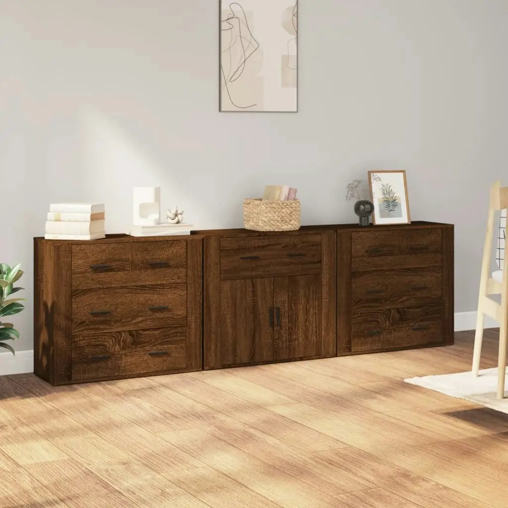 Sideboards 3 pcs Brown Oak Engineered Wood 3185430