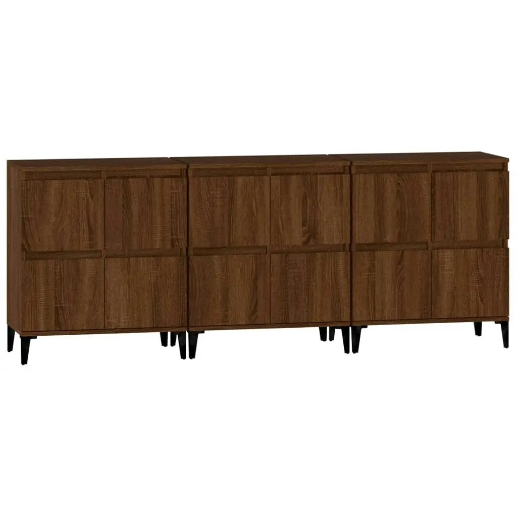 Sideboards 3 pcs Brown Oak 60x35x70 cm Engineered Wood 3185782