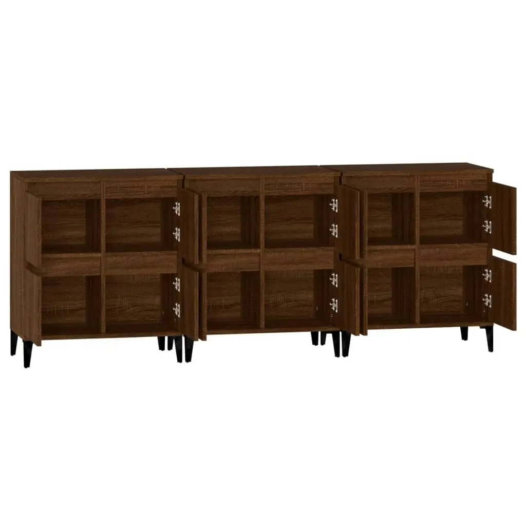 Sideboards 3 pcs Brown Oak 60x35x70 cm Engineered Wood 3185782