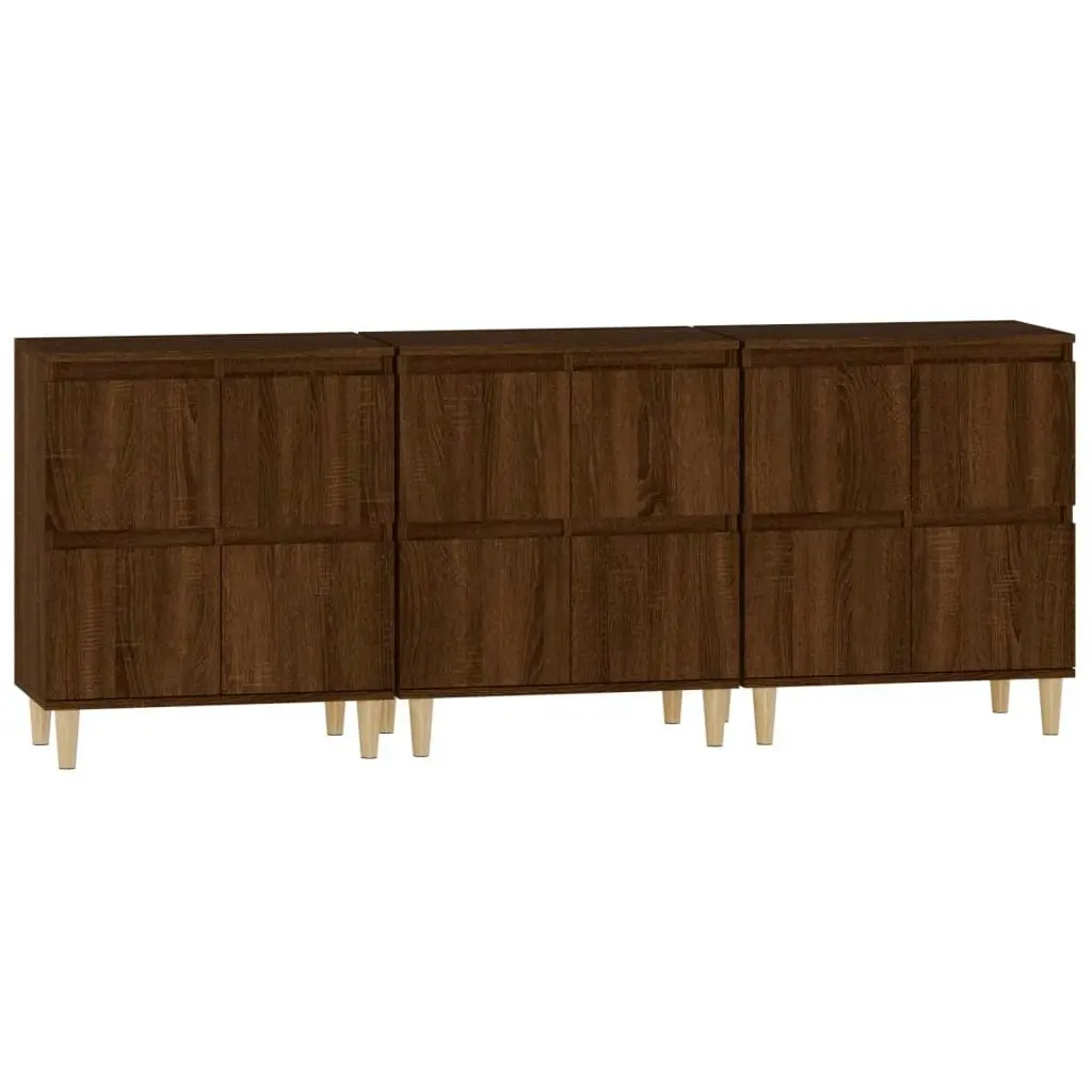 Sideboards 3 pcs Brown Oak 60x35x70 cm Engineered Wood 3185774