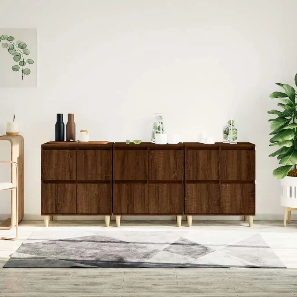 Sideboards 3 pcs Brown Oak 60x35x70 cm Engineered Wood 3185774