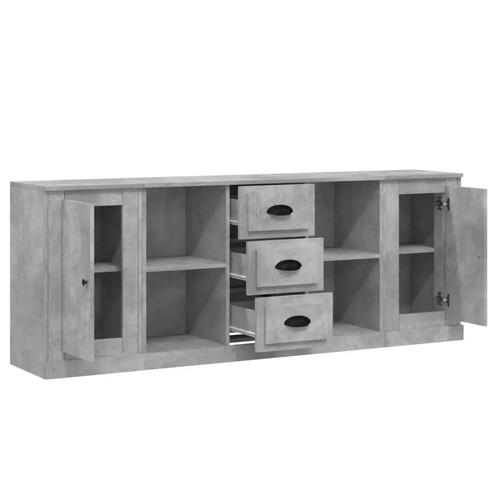 Sideboards 3 pcs Concrete Grey Engineered Wood 3185259