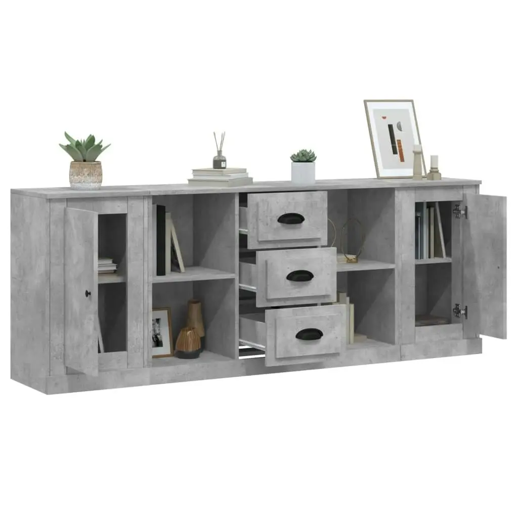 Sideboards 3 pcs Concrete Grey Engineered Wood 3185259