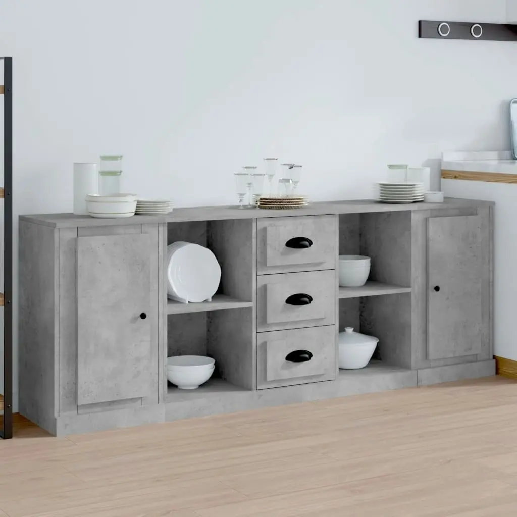 Sideboards 3 pcs Concrete Grey Engineered Wood 3185259