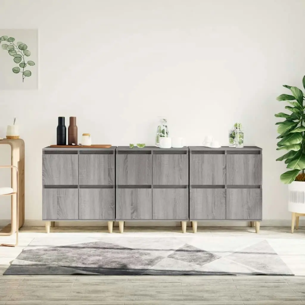 Sideboards 3 pcs Grey Sonoma 60x35x70 cm Engineered Wood 3185773