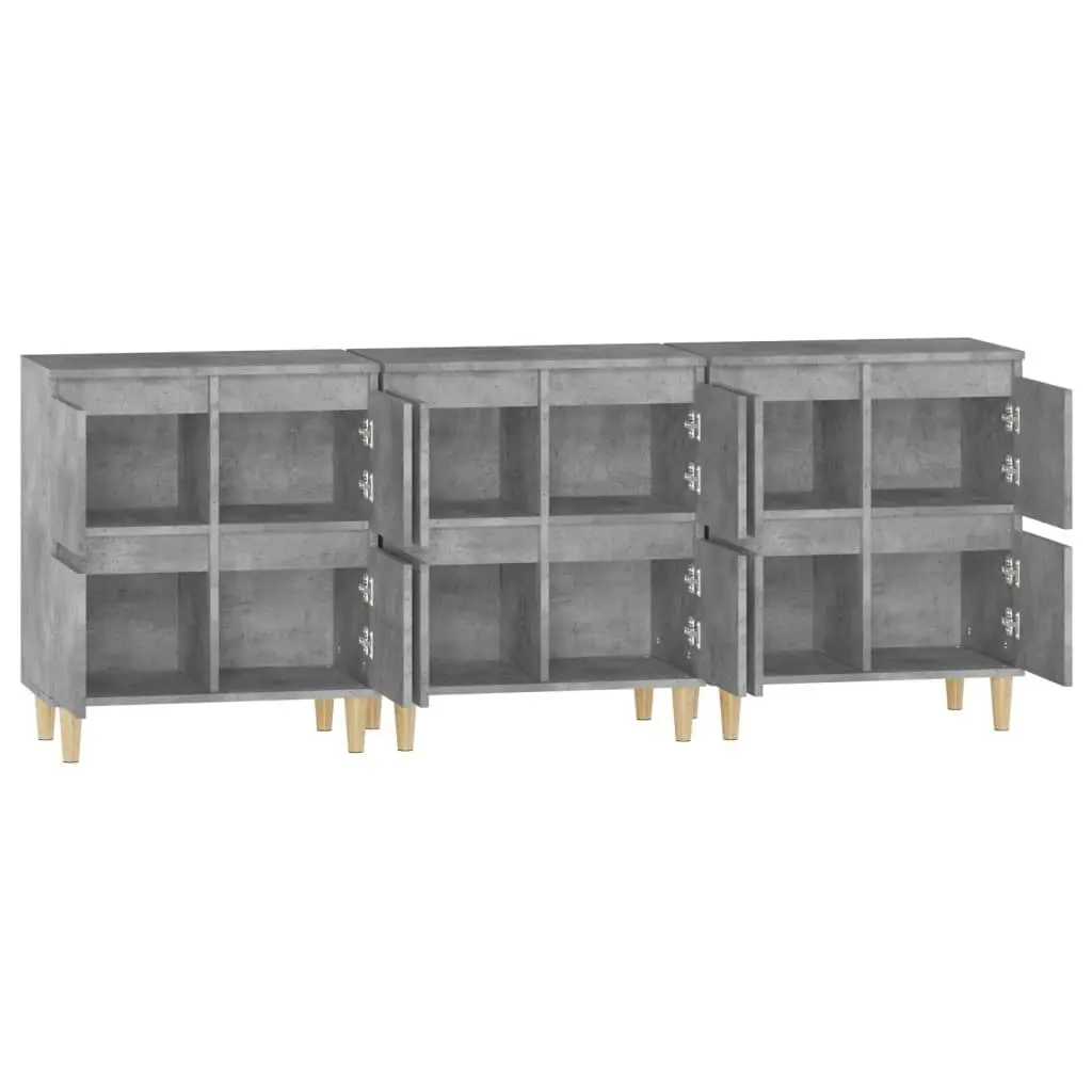 Sideboards 3 pcs Concrete Grey 60x35x70 cm Engineered Wood 3185771