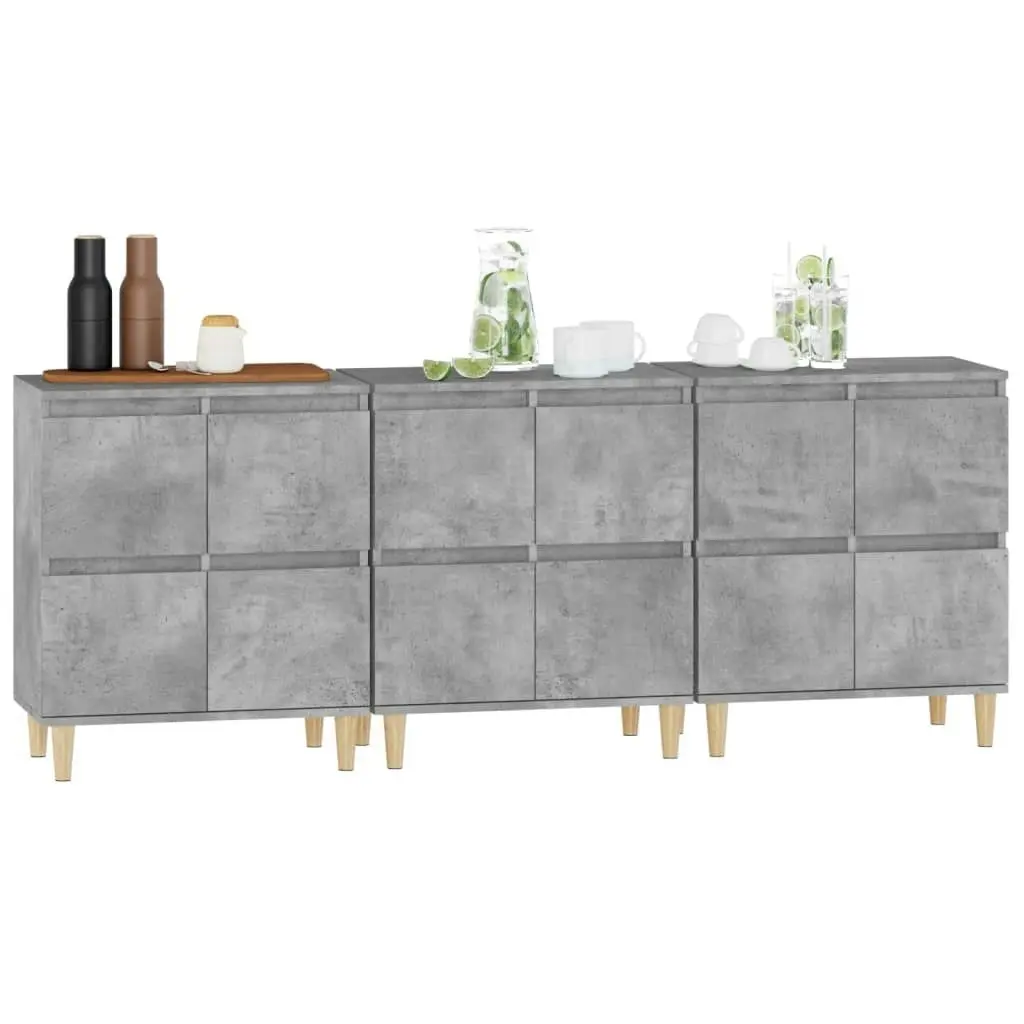 Sideboards 3 pcs Concrete Grey 60x35x70 cm Engineered Wood 3185771