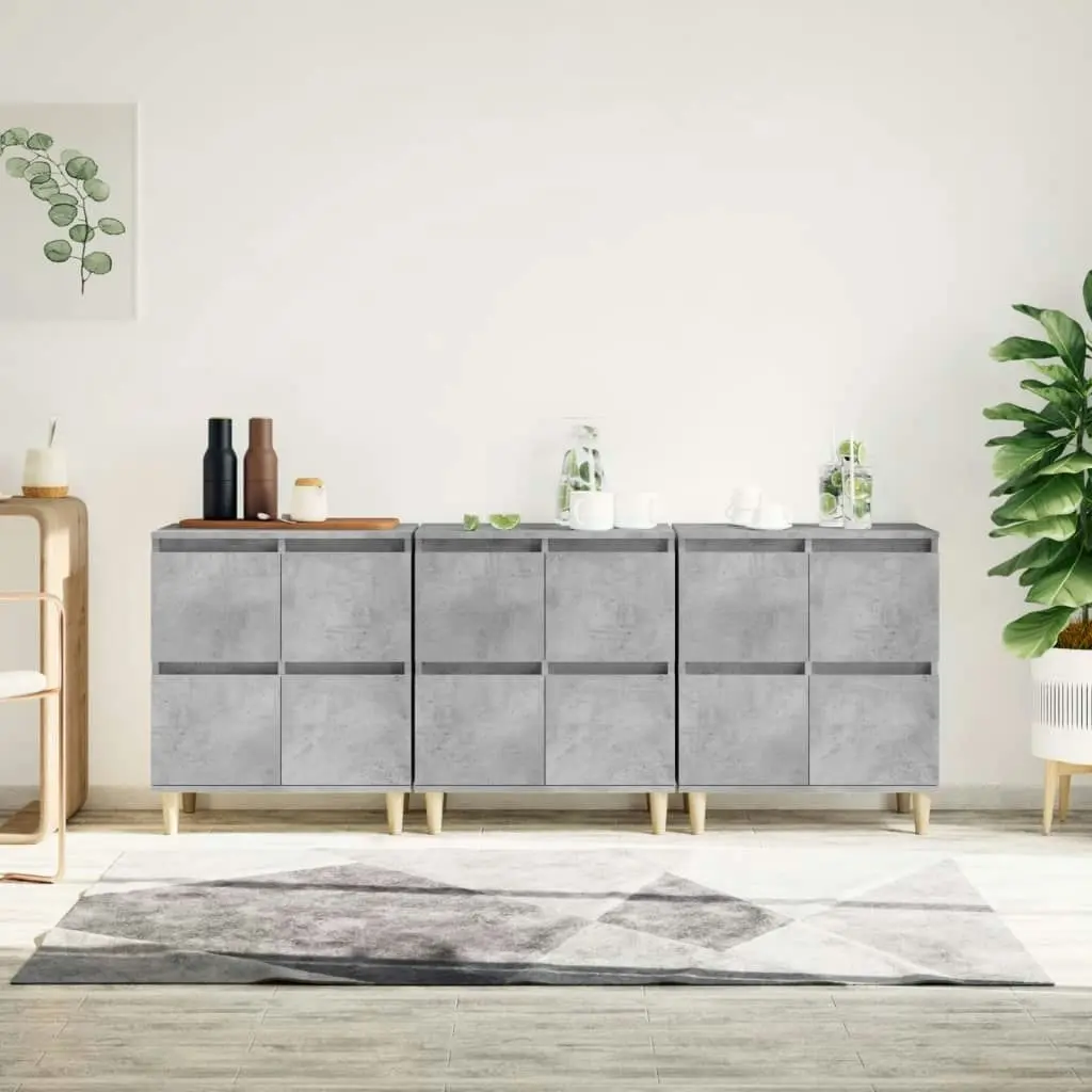 Sideboards 3 pcs Concrete Grey 60x35x70 cm Engineered Wood 3185771