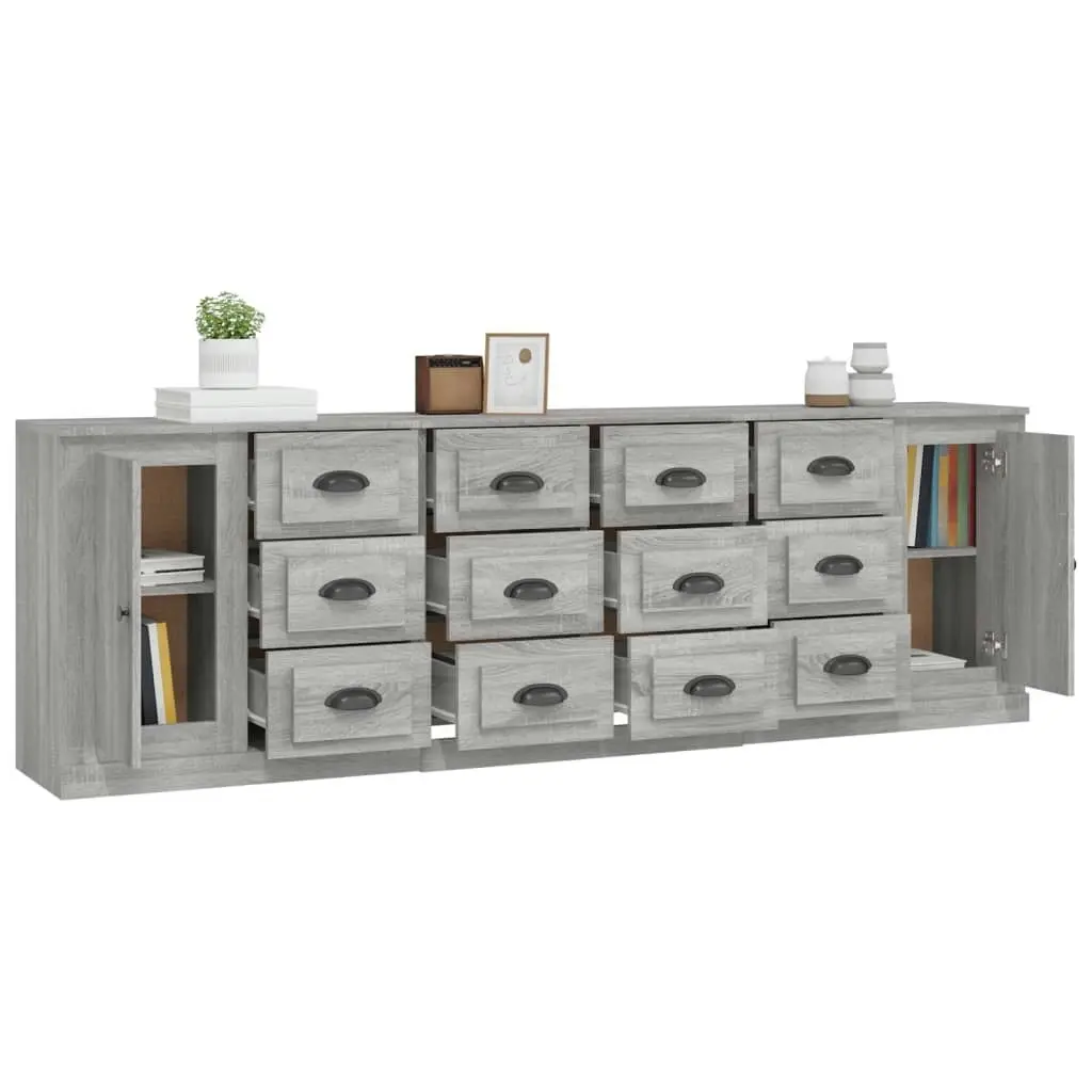 Sideboards 3 pcs Grey Sonoma Engineered Wood 3185293