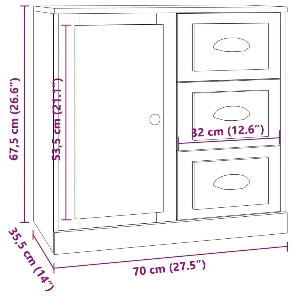 Sideboards 3 pcs Grey Sonoma Engineered Wood 3185293