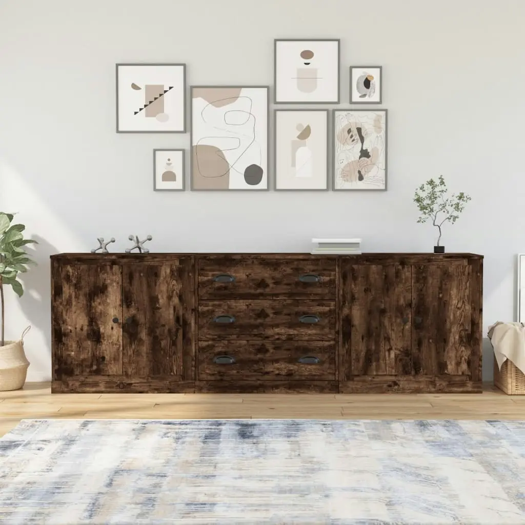 Sideboards 3 pcs Smoked Oak Engineered Wood 3185220