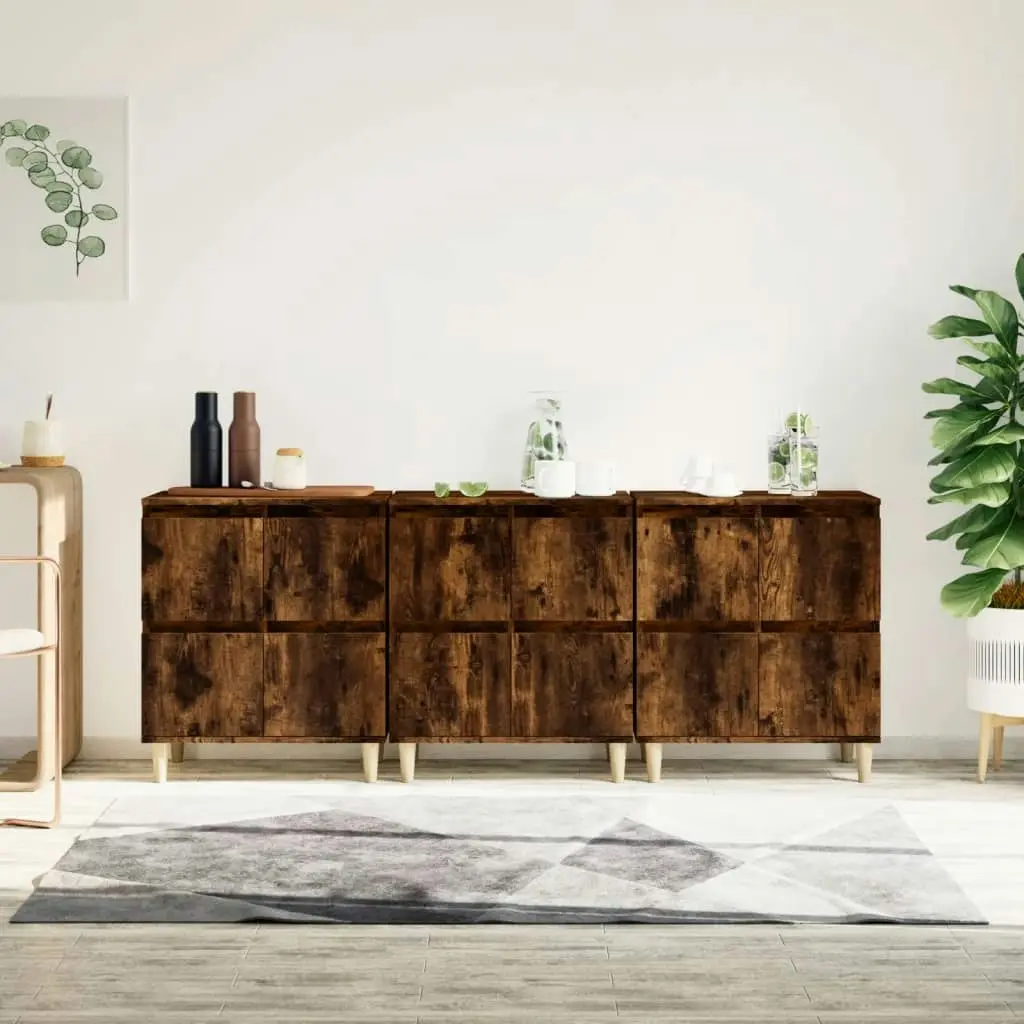 Sideboards 3 pcs Smoked Oak 60x35x70 cm Engineered Wood 3185772