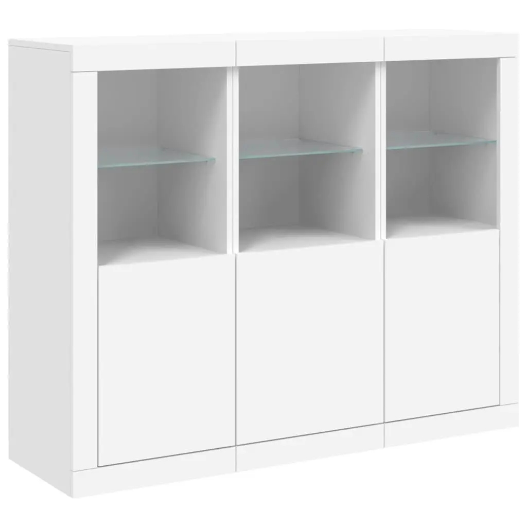 Sideboards with LED Lights 3 pcs White Engineered Wood 3209100