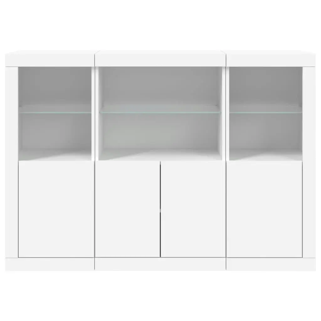 Sideboards with LED Lights 3 pcs White Engineered Wood 3209107