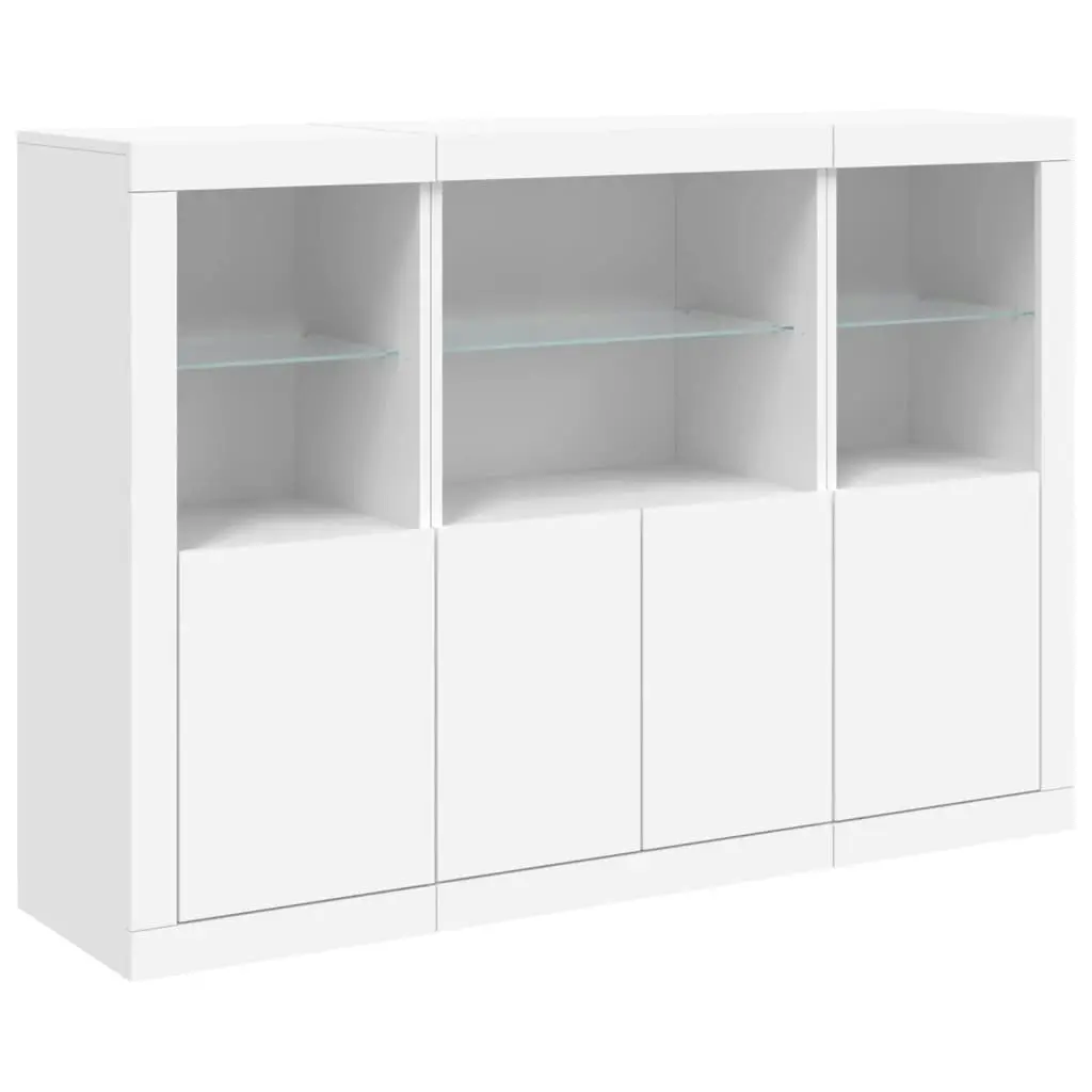 Sideboards with LED Lights 3 pcs White Engineered Wood 3209107