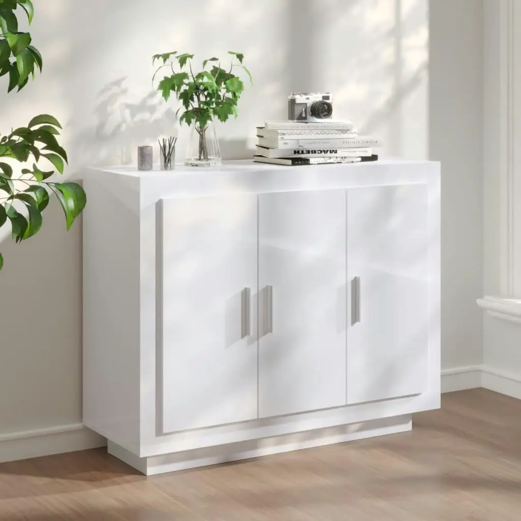 Sideboard High Gloss White 92x35x75 cm Engineered Wood 811841