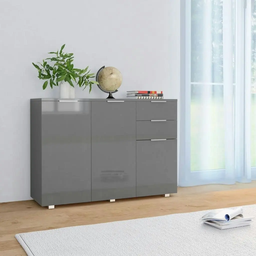 Sideboard High Gloss Grey 107x35x80.5 cm 283720