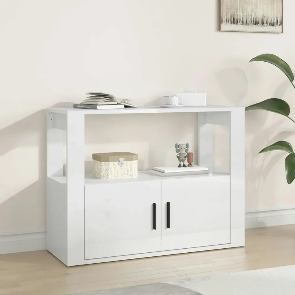 Sideboard High Gloss White 80x30x60 cm Engineered Wood 819454