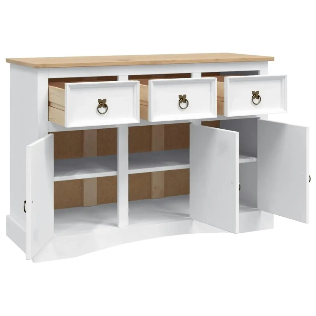 Sideboard Solid Mexican Pinewood Corona Range White 132x43x78 cm 282634