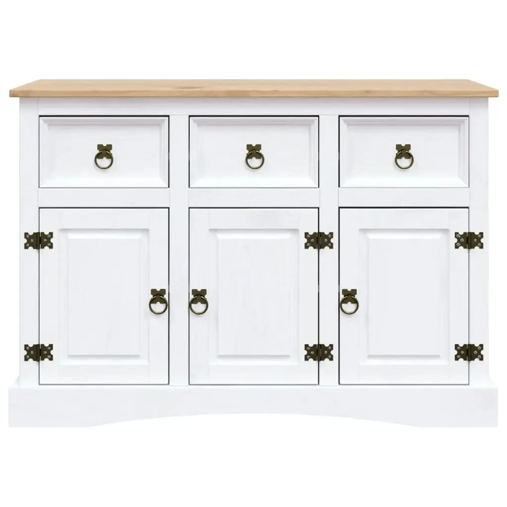 Sideboard Solid Mexican Pinewood Corona Range White 132x43x78 cm 282634