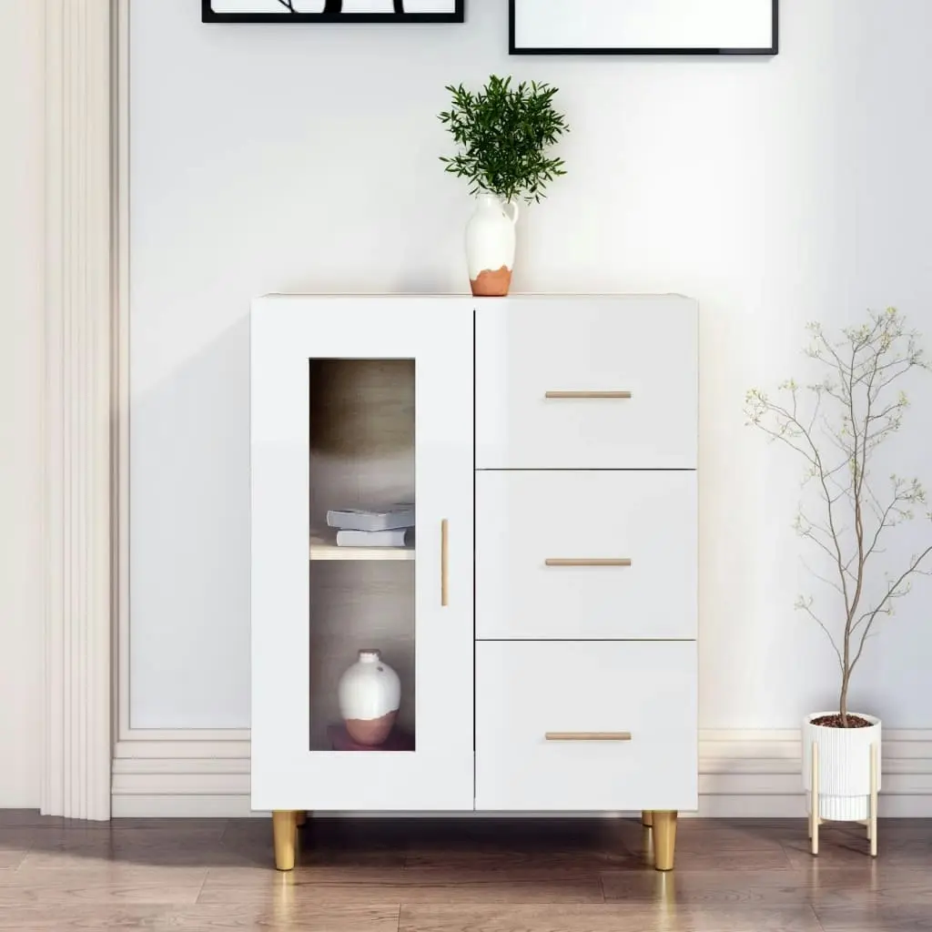 Sideboard High Gloss White 69.5x34x90 cm Engineered Wood 812210