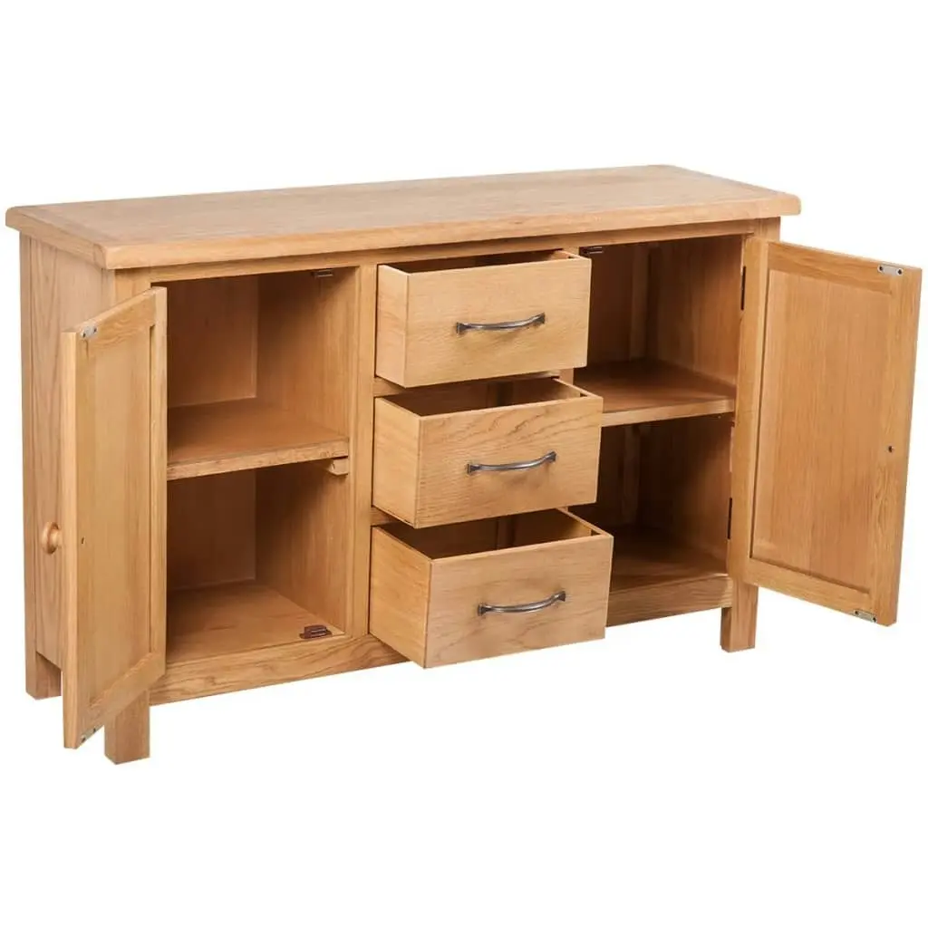 Sideboard with 3 Drawers 110x33.5x70 cm Solid Oak Wood 241677