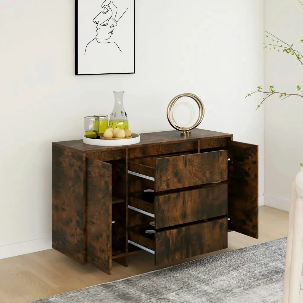 Sideboard with 3 Drawers Smoked Oak 120x41x75 cm Engineered Wood 813062