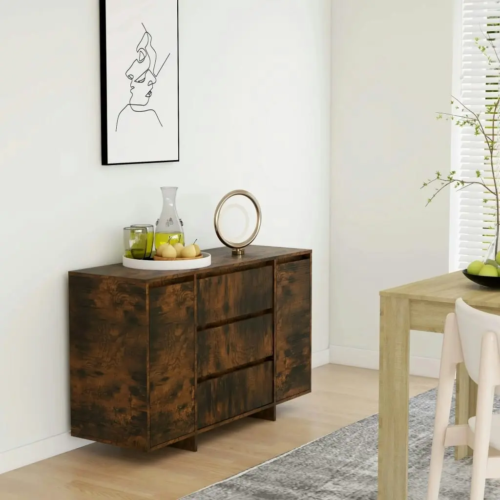 Sideboard with 3 Drawers Smoked Oak 120x41x75 cm Engineered Wood 813062