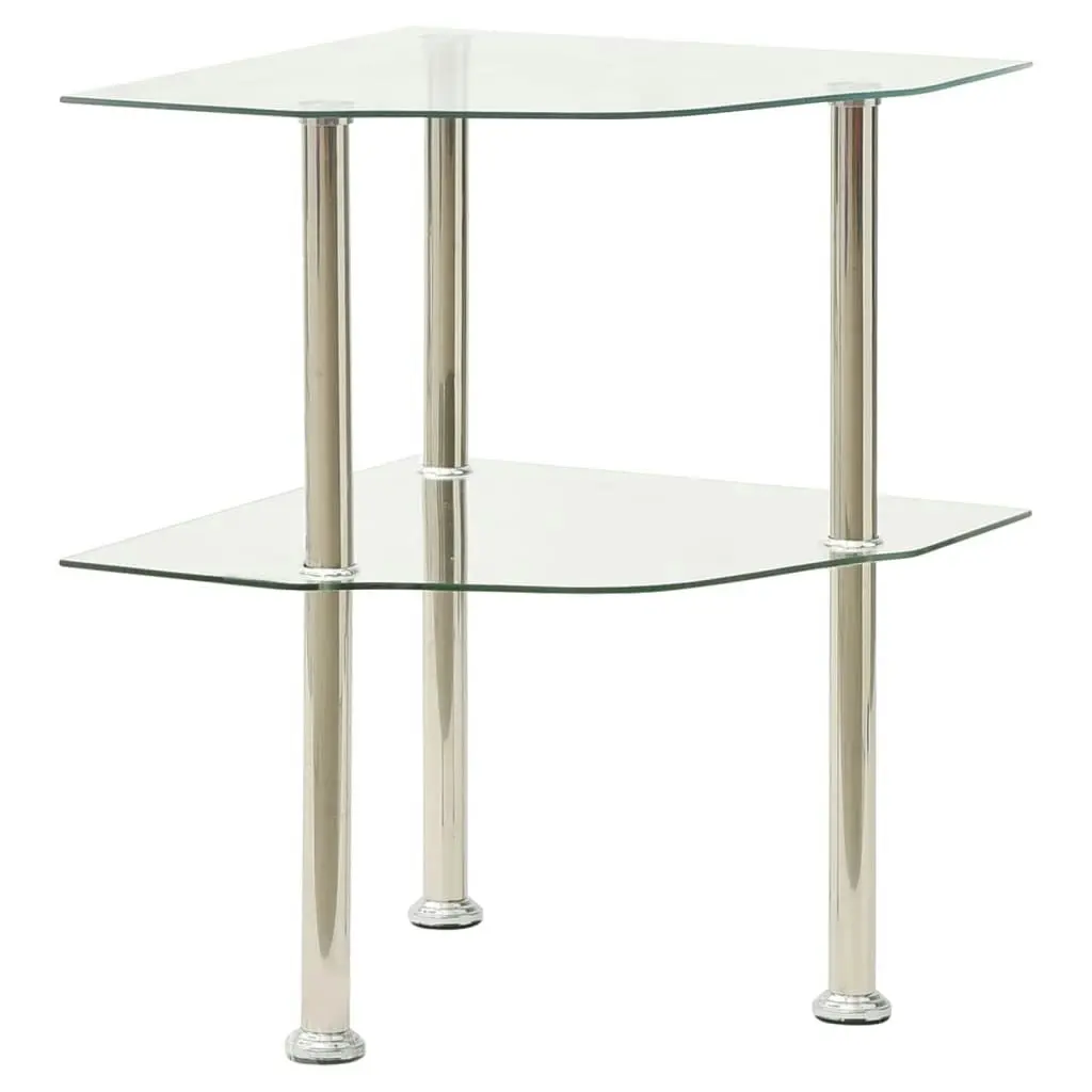 2-Tier Side Table Transparent 38x38x50 cm Tempered Glass 322793